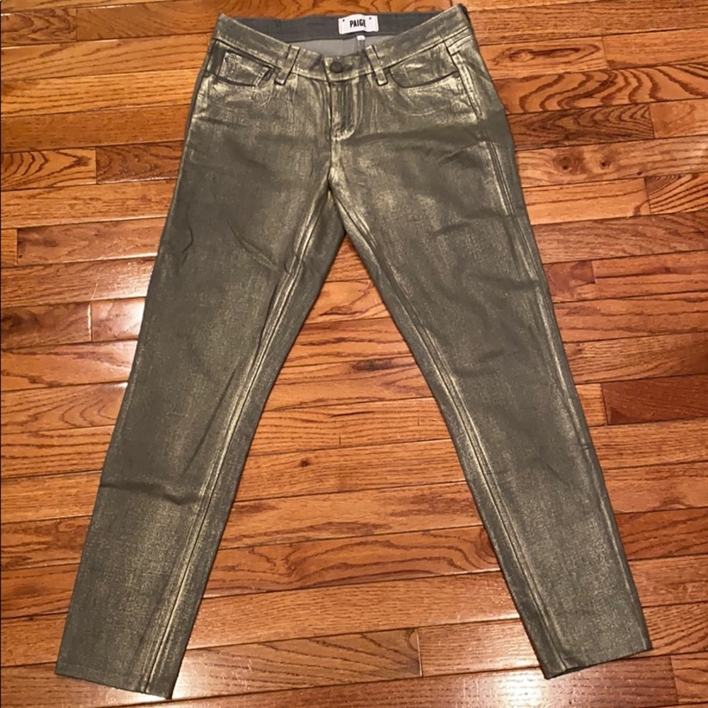 Paige gray gold coated skinny jean size 26